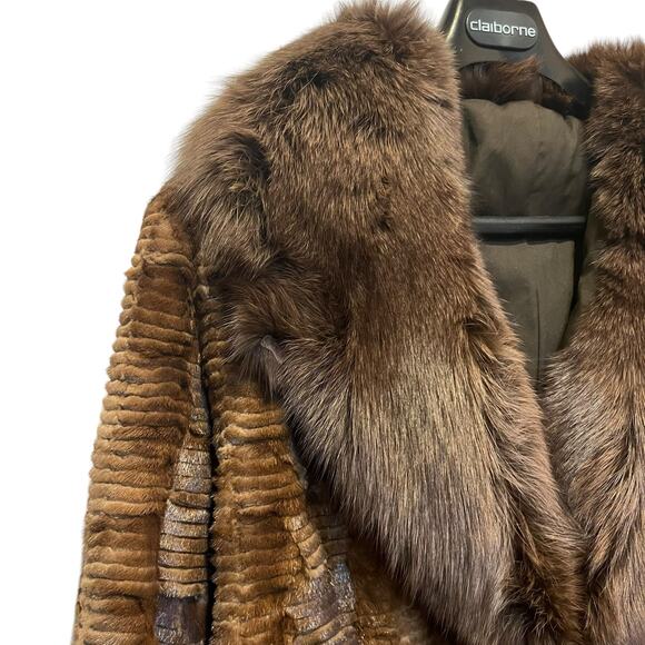 Vintage Filimegas Brown Mink Long Fur Winter Coat Size Medium - Picture 4 of 16